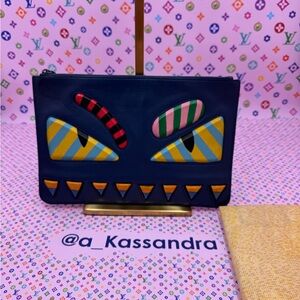 FENDI “Bag Bugs” Monster Eyes Zip Pouch Clutch 💙😈👀